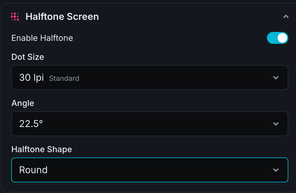 ToneSmith halftone controls