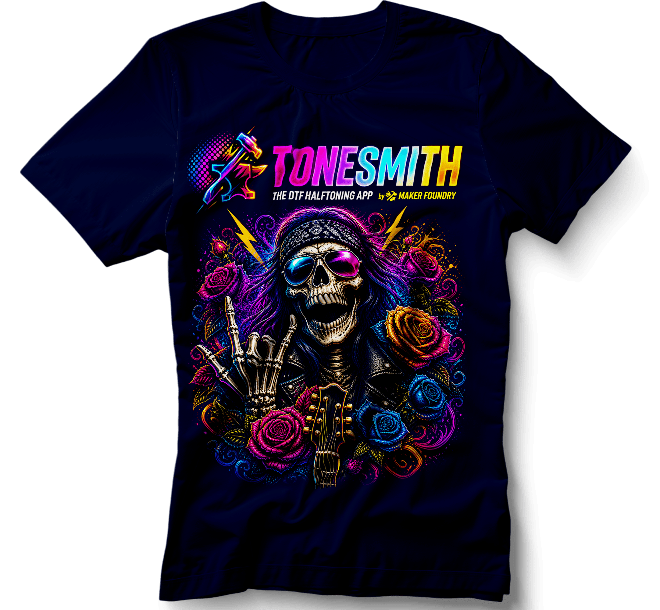 Same design printed on a dark color shirt
